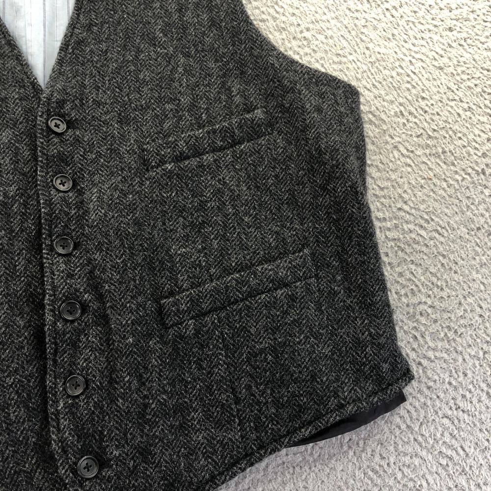 J.Crew Vest Mens Extra Large Gray Wool Tweed Moon British Pockets Waist Coat